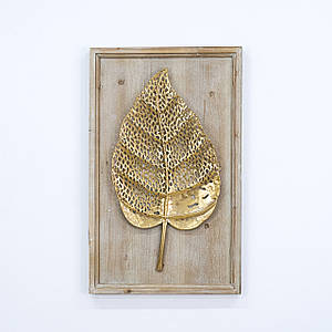 Настінний декор "Лист у рамі" з металу та дерева Гранд Презент 81001