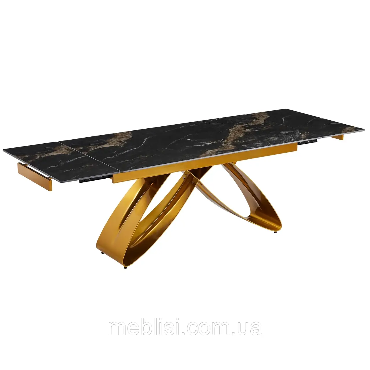 Стіл розкладний 160-240 LUIGI Чорний-золотий мармур/золотий, кераміка (MEBEL ELIT) ME.LUIGI/CZZL/ZL/S160-240