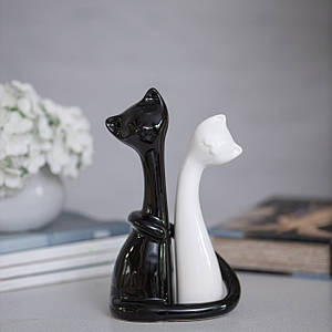 Статуетка Пара котів кераміка чорний з білим 26 см Гранд Презент 2001