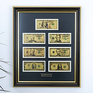 Колекційне панно з усіма банкнотами USD (долар) у золотому виконанні 51*59 см – престижний подарунок Гранд Презент ГП60094
