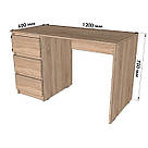 Стіл письмовий однотумбовий із 3 висувними шухлядами Робочий стіл 120 см Столи комп’ютерні для дому з ДСП, фото 10