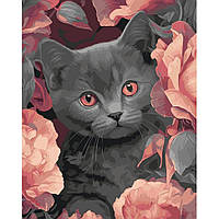 Картина по номерам "Сірий котик"  40*50см
