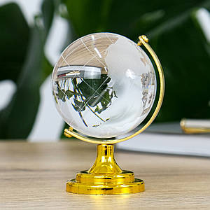 Кришталевий глобус на пластиковій підставці золото 9.5*6.5 см Гранд Презент MH-SJ045-1-6D