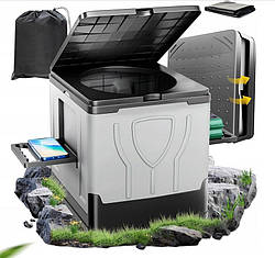 Складний туристичний туалет, кемпінговий 30л 150кг RC-K-1826 з поличками для телефону і інших речей