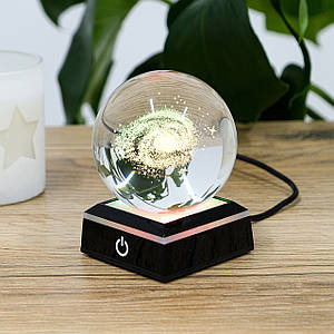 Кришталева Сфера Галактика 3D з LED підсвічуванням на підставці з USB 10.7*6.7 см Гранд Презент MH-Q0199-1-8D