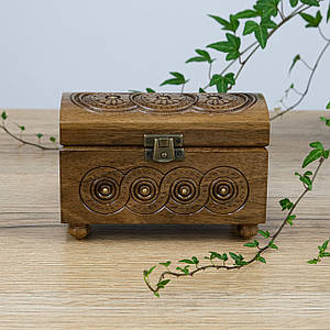 Шкатулка Дерев'яна різблена інкрустація мідь 8*16 см Гранд Презент СДС 040-1