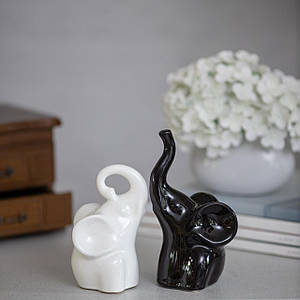Статуетка Пара слонів кераміка чорний з білим 18 см Гранд Презент 1200 С10