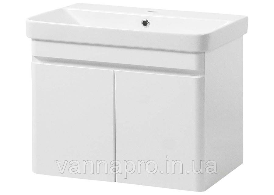 Тумба навісна ЮВВІС Vivace ТП-1 біла глянцева з умивальником Vivace Mini 70 см, фото 1