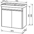 Тумба навісна ЮВВІС Vivace ТП-1 біла глянцева з умивальником Vivace Mini 70 см, фото 3