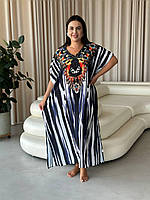 Туніка жіноча універсальна для відпочинку легка тонка розмір L-6XL довжина 130 см об'єм грудей 150 см