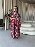 Туніка жіноча для відпочинку універсального розміру L-6XL легка тонка довжина 130 см об'єм грудей 164 см