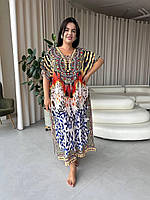 Туніка жіноча універсальна для відпочинку розмір L-6XL легка довжина 130 см об'єм грудей 164 см