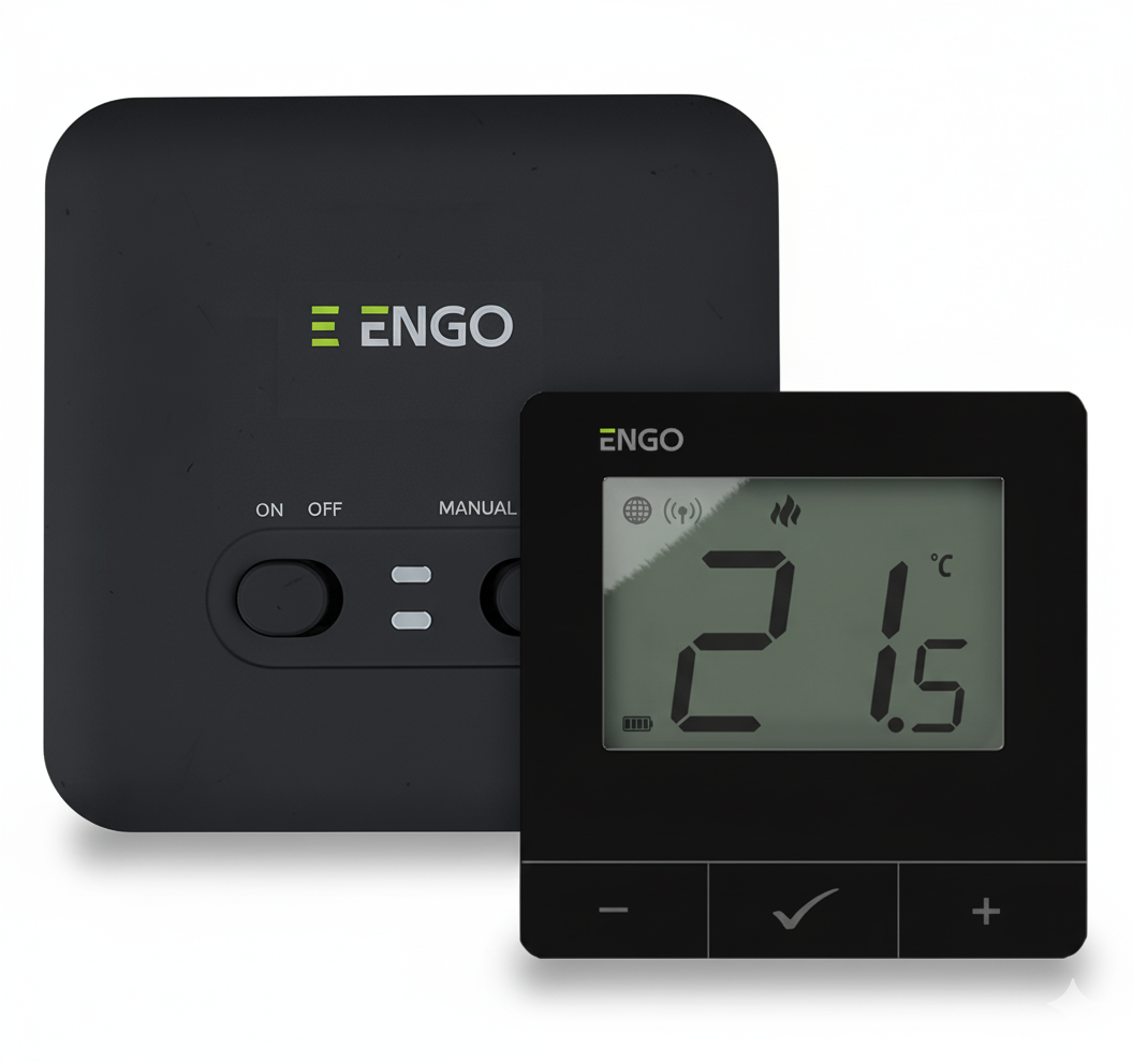 ENGO E20i-B (чорний) — інтернет-терморегулятор бездротовий з Wi-Fi (термостат + приймач), 868 MHz + Wi-Fi 2.4 GHz, фото 1