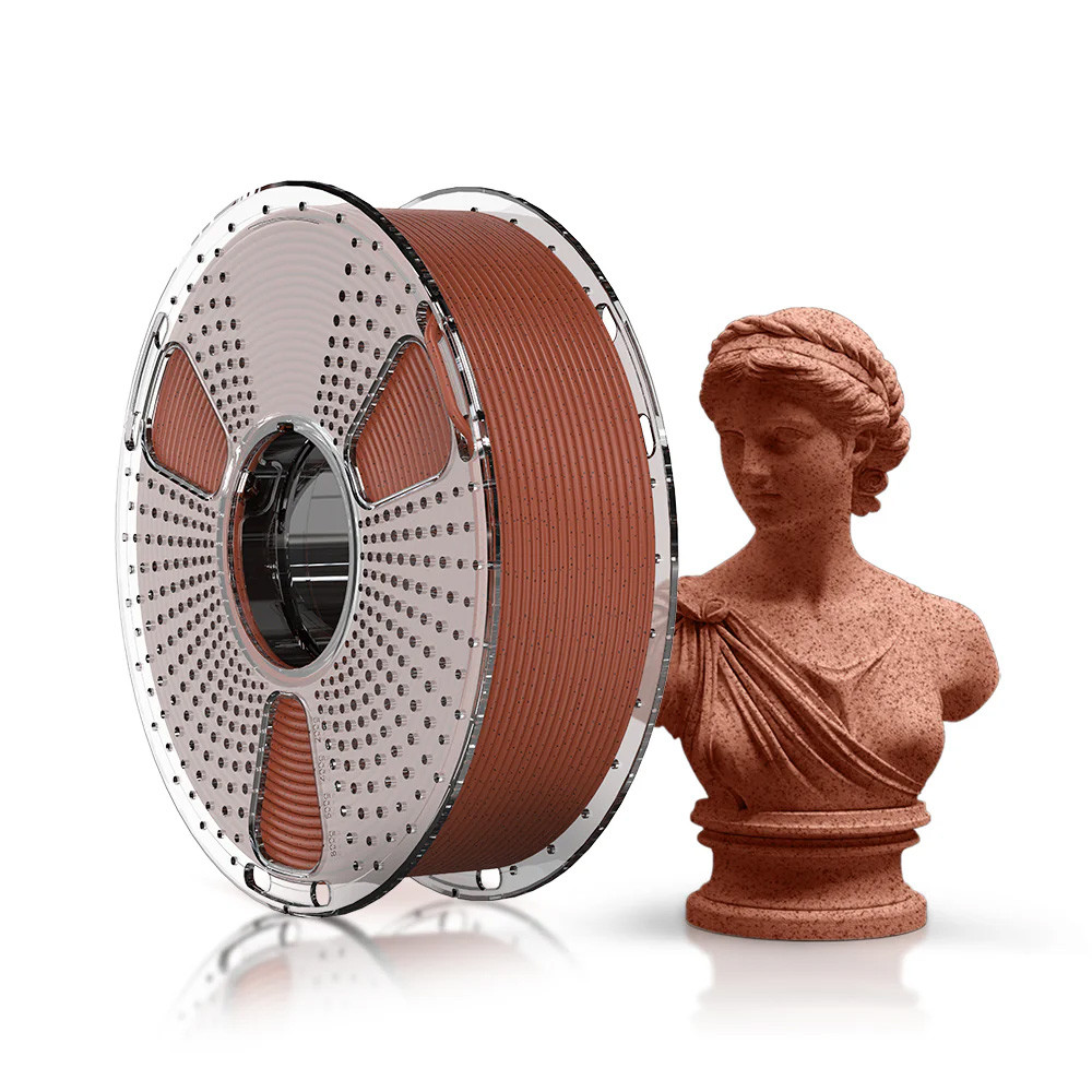 Пластик SUNLU HS PLA Marble Brick Red, Reusable Spool, 1.75мм, 1кг, 330м, 190-260°C, Мармур Цегляно-червоний філамент, фото 1