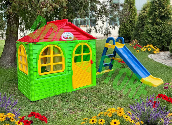 Дитячий майданчик Doloni Base Small, дитячий будиночок + гірка (BaseMM-1303), фото 1