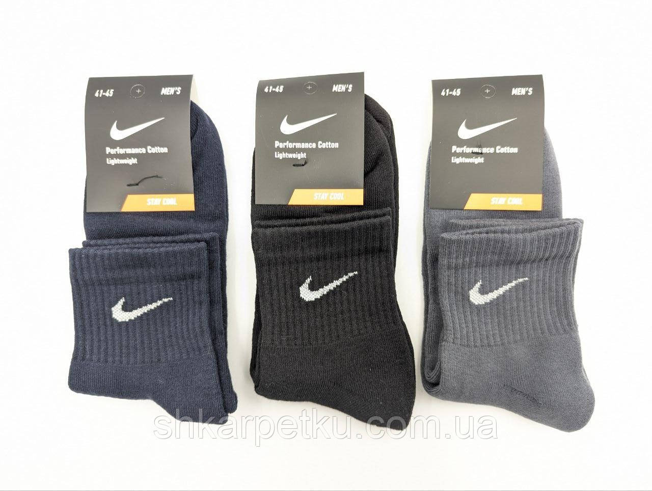 Чоловічі зимові середні тенісні спортивні шкарпетки N махрова підошва однотонні 41-45 12 пар/уп мікс, фото 1