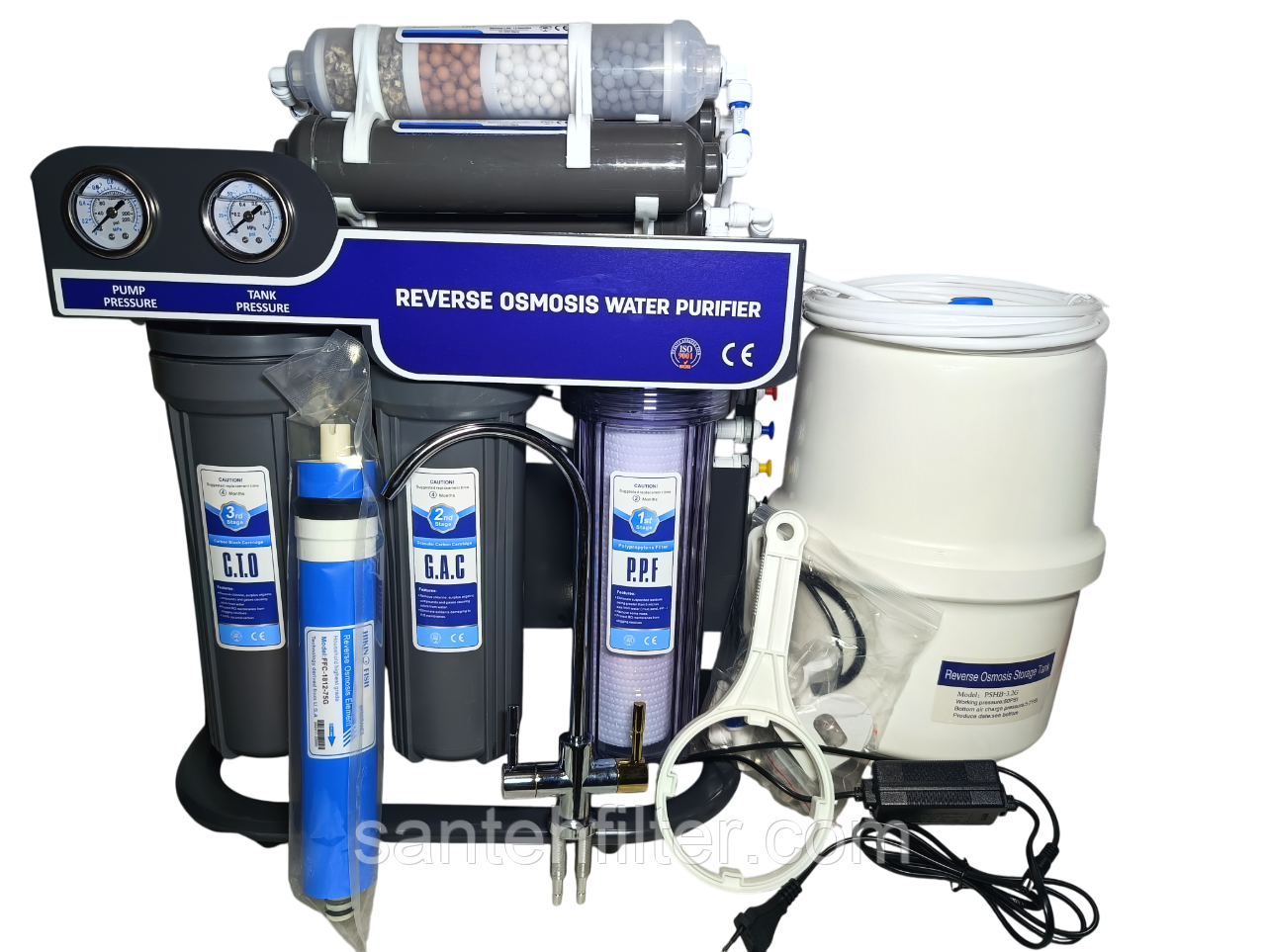 Осмос (Польща) 8 ступ із помпою, біоактиватором і рН - картриджем AR09PM на станині