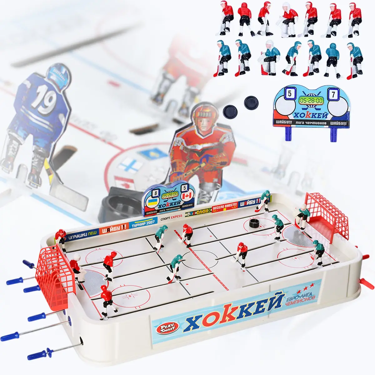 Хокей настільний дитячий 0704 82х42х18 см на 12 важелів зі шкалою рахунку.