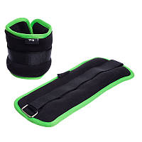 Обважнювачі-манжети Zelart FI-7210-4 по 2 кг водонепроникні для рук і ніг Чорно-салатовий