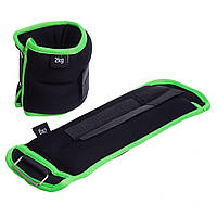 Обважнювачі-манжети SP-Sport FI-1302-4 2x2 кг водонепроникні для рук і ніг Чорно-салатовий
