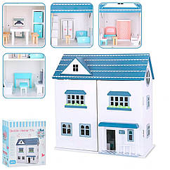 Ляльковий дерев'яний будиночок MD 1955 великий із меблями 2 поверхи