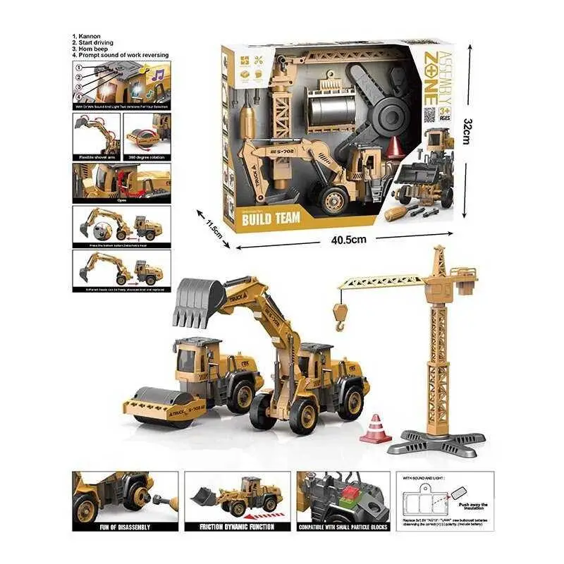 Набір спецтехніки YW 9101 D підсвічування, звуки, інерційний механізм, рухливі елементи, інструменти, фото 1