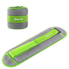 Обважнювачі-манжети Zelart FI-7210-4 по 2 кг водонепроникні для рук і ніг салатово-сірій