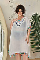 Туніка біла універсального розміру L-5XL для пляжного відпочинку з якісного матеріалу