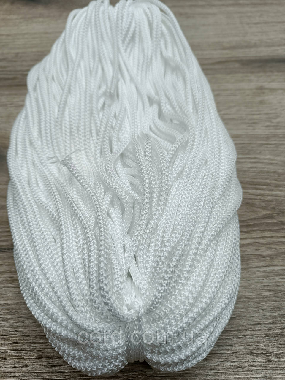 Шнур круглий поліпропілен 5мм білий моток 100м, фото 1