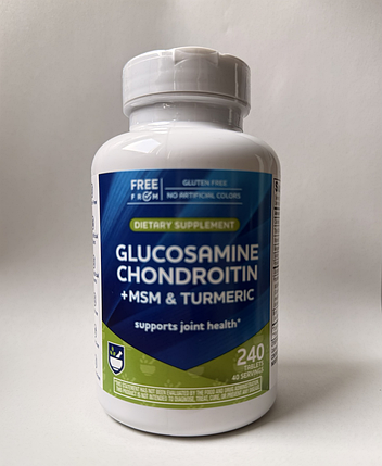 Хондропротектор Rite Aid Glucosamine Chondroitin + MSM & Turmeric 240 капс., фото 1