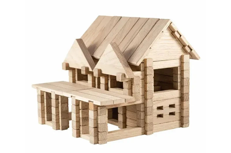 Дерев'яний конструктор Будиночок з балконом 136 деталей 900248 IGROTECO, фото 1
