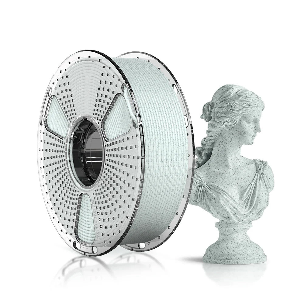 Пластик SUNLU HS PLA Marble Forest Green, Reusable Spool, 1.75мм, 1кг, 330м, 190-260°C, Мармур Лісовий Зелений філамент, фото 1