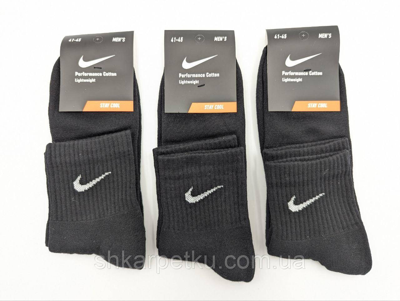 Чоловічі зимові середні тенісні спортивні шкарпетки N махрова підошва однотонні 41-45 12 пар/уп чорні, фото 1