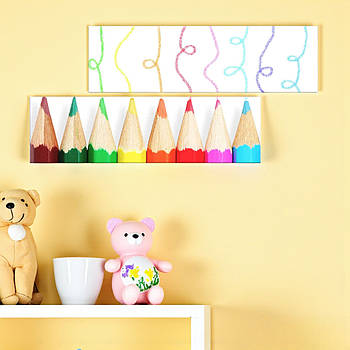 Модульна картина «Веселі кольорові олівці» Яскравий декор для дитячої кімнати 130х60 см габарит (104х30 кожен модуль)