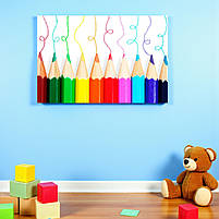 Картина «Веселі кольорові олівці» Яскравий декор для дитячої кімнати 60х40 см, фото 3