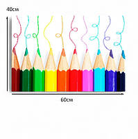 Картина «Веселі кольорові олівці» Яскравий декор для дитячої кімнати 60х40 см, фото 4