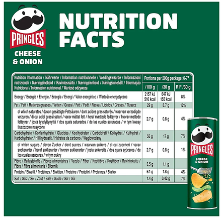 Чіпси Pringles Cheese & Onion 165 г сир-цибуля, фото 2