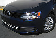 Накладки на решетку бампера 2011-2014 (2 шт., нержавейка) для Volkswagen Jetta