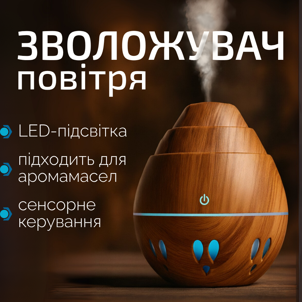 Зволожувач повітря для дому, ультразвуковий зволожувач повітря, нічник зволожувач повітря Hechpro (35M7), фото 1