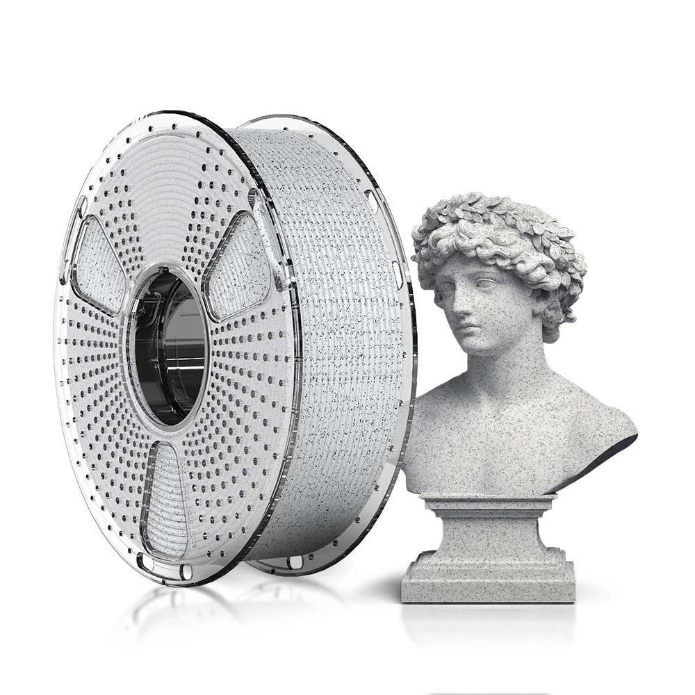 Пластик SUNLU HS PLA Marble Oreo, Reusable Spool, 1.75мм, 1кг, 330м, 190-260°C, Мармур Попелястий бетон філамент, фото 1