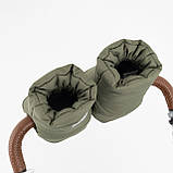 Муфта на коляску на флісі Зелена Теплі зимові рукавички для візочка з водовідштовхувальної тканини, фото 3