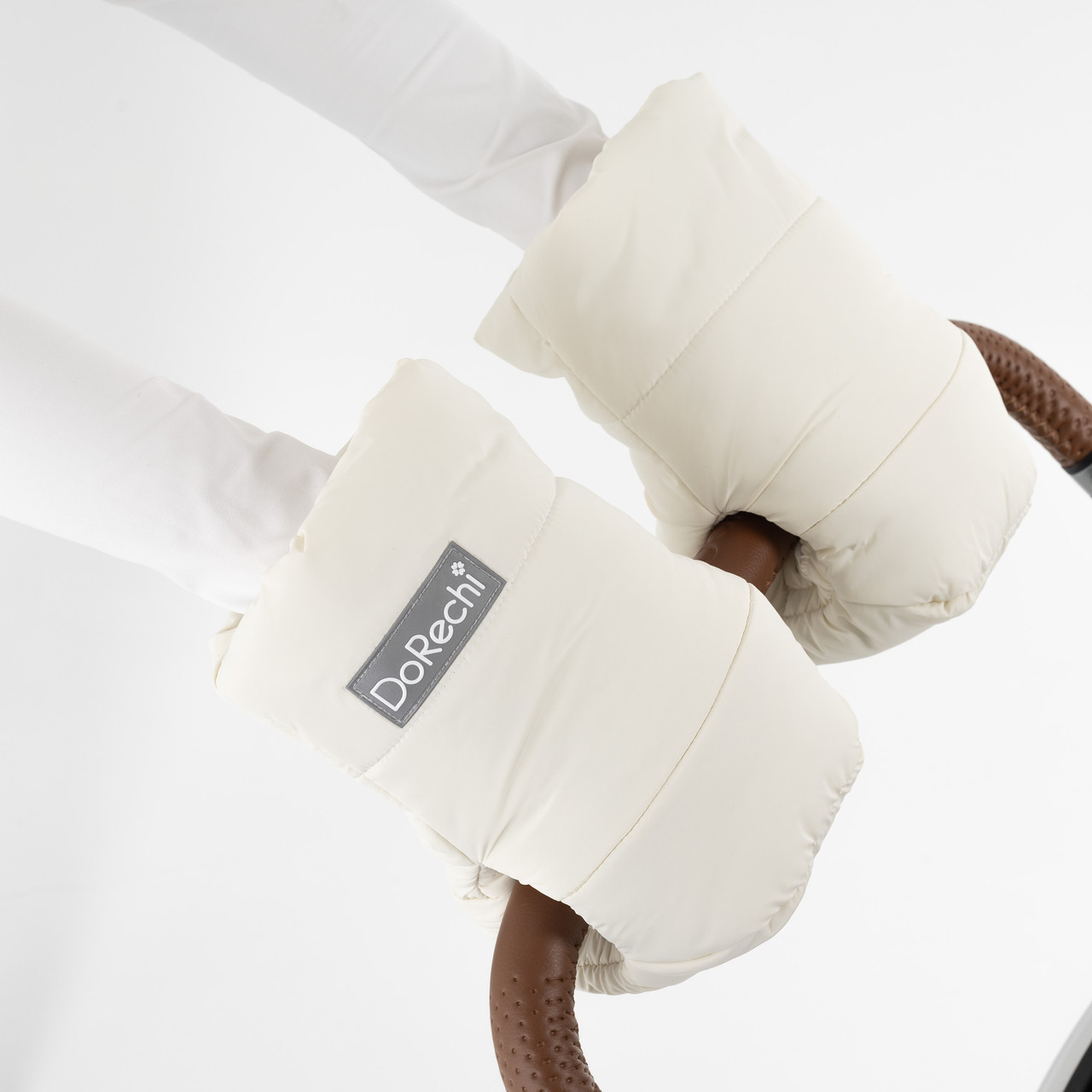 Муфта на коляску на флісі Молочна Беж Теплі зимові рукавички для візочка з водовідштовхувальної тканини, фото 1