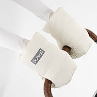 Муфта на коляску на флісі Молочна Беж Теплі зимові рукавички для візочка з водовідштовхувальної тканини