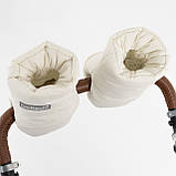 Муфта на коляску на флісі Молочна Беж Теплі зимові рукавички для візочка з водовідштовхувальної тканини, фото 3