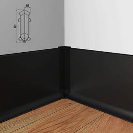 Кут внутрішній на алюмінієвий плінтус 60 мм, ( чорний)