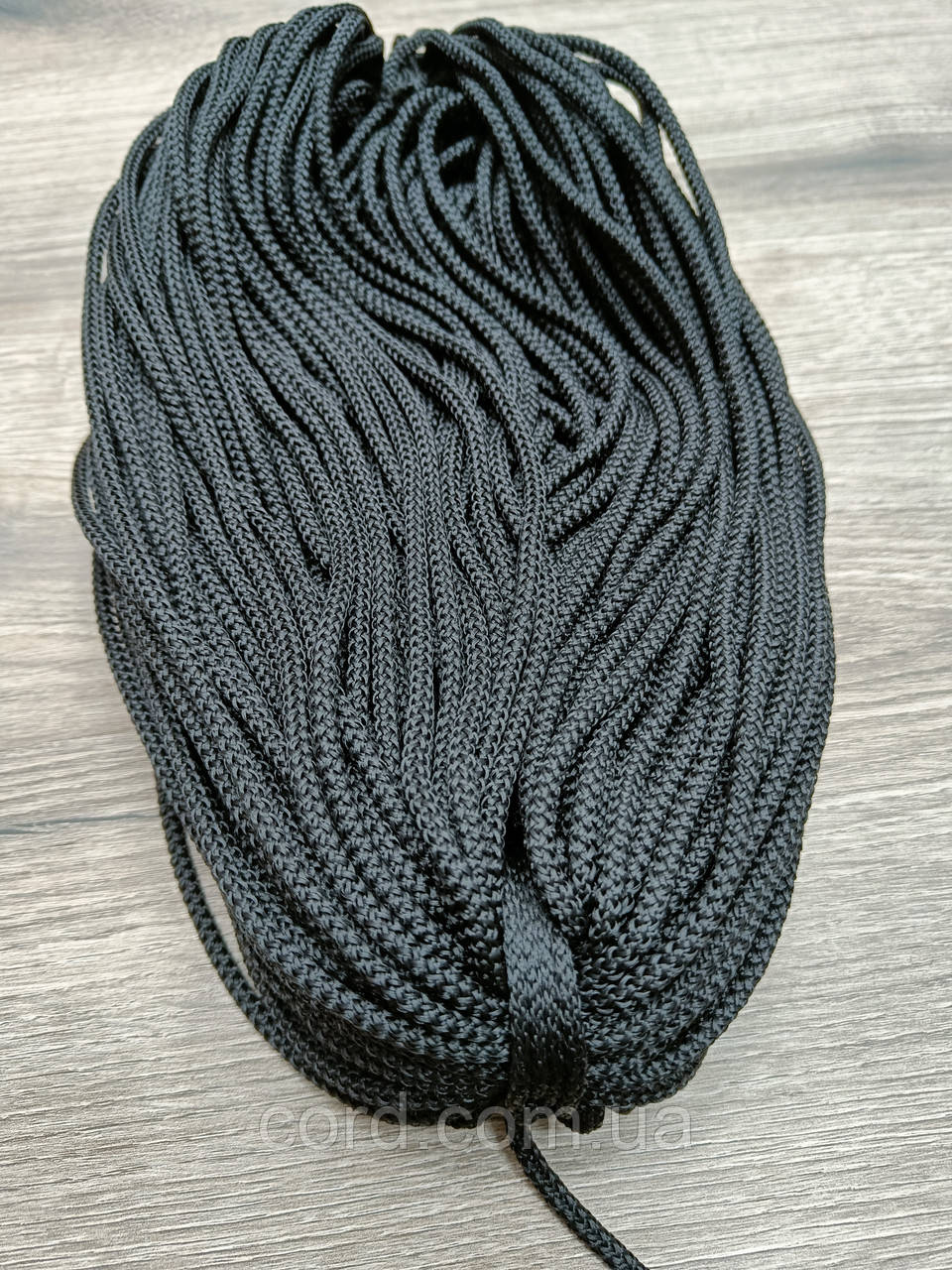 Шнур круглий поліпропілен 5мм чорний моток 100м, фото 1