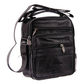 Сумка чоловіча шкіряна 20*22см чорна 252306