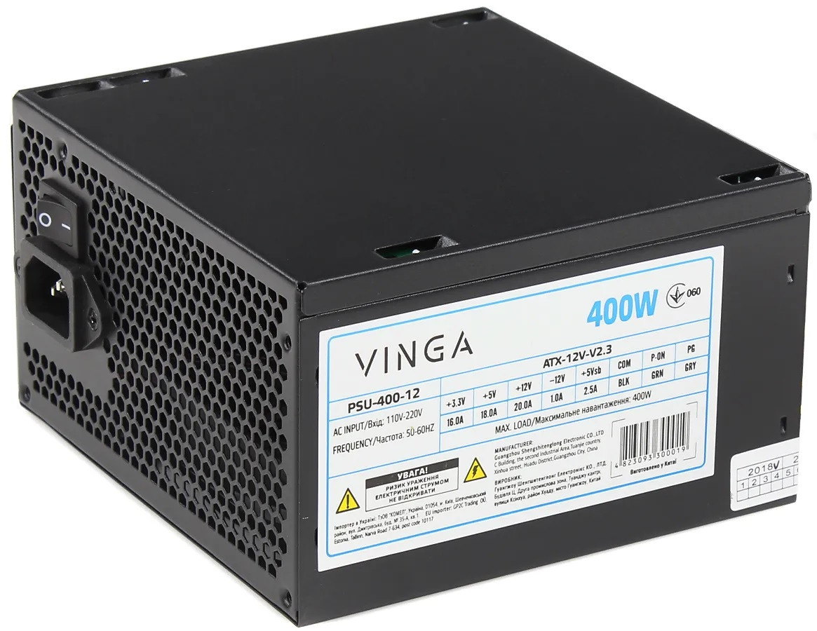 Блок живлення 400W Vinga PSU-400-12 Black OEM, фото 1
