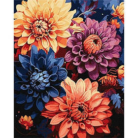 Набір для розпису по номерам 40*50см Барвисті жоржини KHO3248