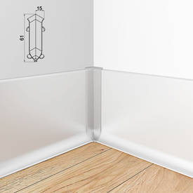 Кут внутрішній на алюмінієвий плінтус 60 мм, ( срібло)